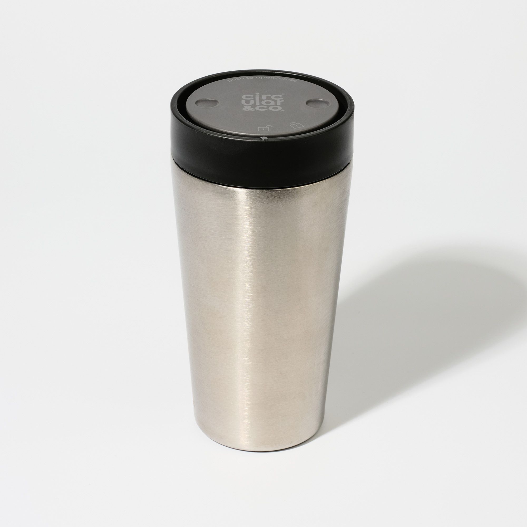 Circular&Co Reusable Travel Mug Coffee Cup Uncoated Stainless Steel Ink Black 12oz